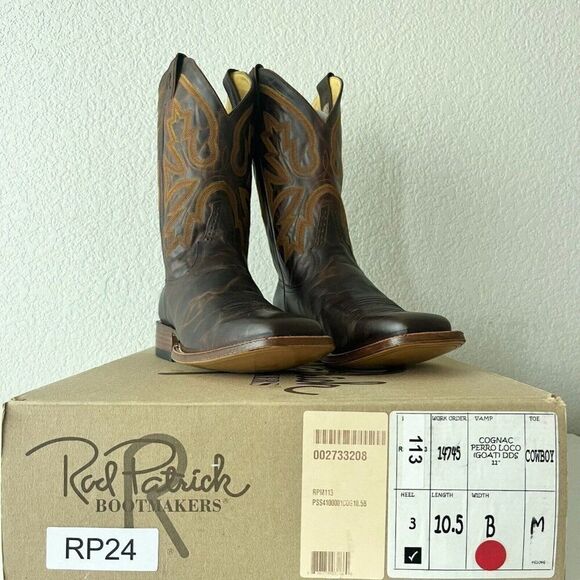 NEW Rod Patrick Mens Cowboy Boots 10.5B Perro Loca Brown Leather Western RPM113 - Picture 12 of 13